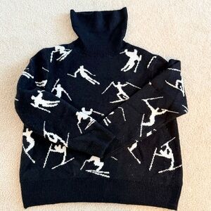 CeCe Black and White Turtleneck Sweater womens size large